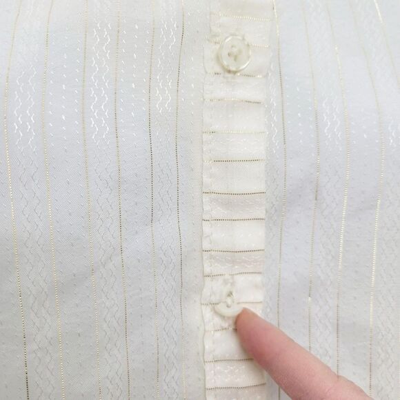 2/$20 Vintage 90s Top Fashion White With Gold Line Buttons Down Shirt Size: XS - Picture 5 of 6